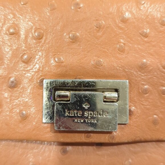 Kate Spade Combo Large Catalina purse and wallet in Cognac Ostrich leather - Picture 8 of 12